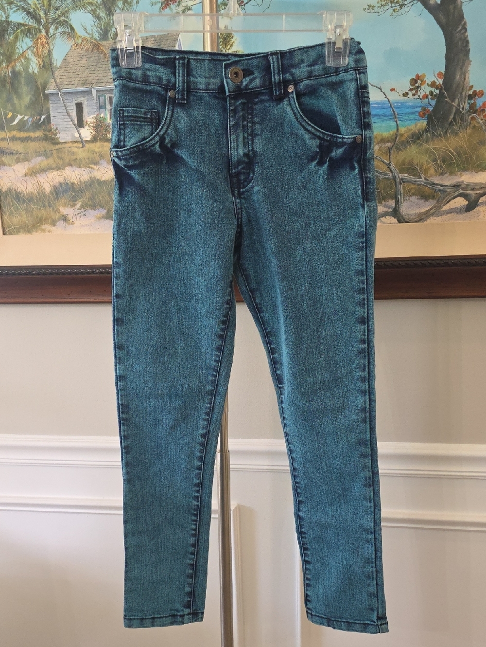 Kids Skinny Stretch Jeans - Teal Blue